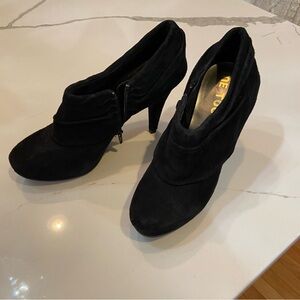 Black suede booties — 6.5